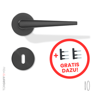 Drückergarnitur Circo Schwarz buntbart inkl. Türbänder 2 tlg. für Holzzargen schwarz