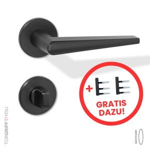 Drückergarnitur Circo Schwarz WC/Bad inkl. Türbänder 2 tlg. für Holzzargen schwarz