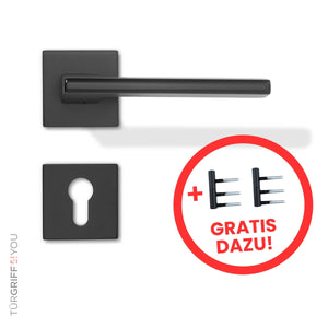 Türbeschlag Lino Black PZ inkl. Türbänder 2 tlg. für Holzzargen, schwarz