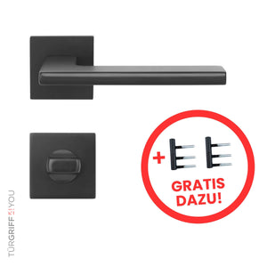 Türbeschlag Lino Black WC/Bad inkl. Türbänder 2 tlg. für Holzzargen, schwarz