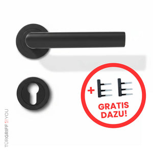 Türdrücker Pureline Black PZ inkl. Türbänder 2 tlg. für Holzzargen, schwarz