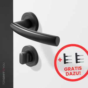 Türdrücker Pureline Black WC/Bad inkl. Türbänder 2 tlg. für Holzzargen, schwarz