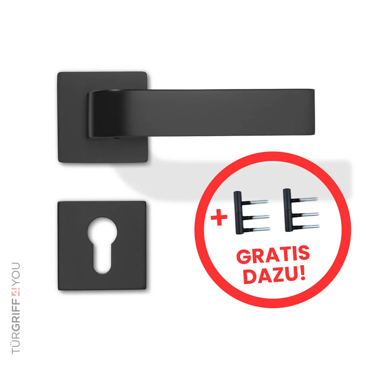 Türdrücker-Garnitur Mare Bold PZ inkl. Türbänder 2 tlg. für Holzzargen, schwarz