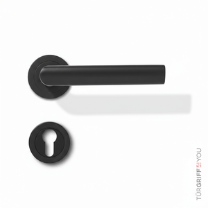 Türgriff Anguli Black - Schwarzer Türdrücker mit runder Rosette
