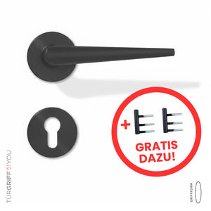 Drückergarnitur Circo Schwarz PZ inkl. Türbänder 2 tlg. für Holzzargen schwarz