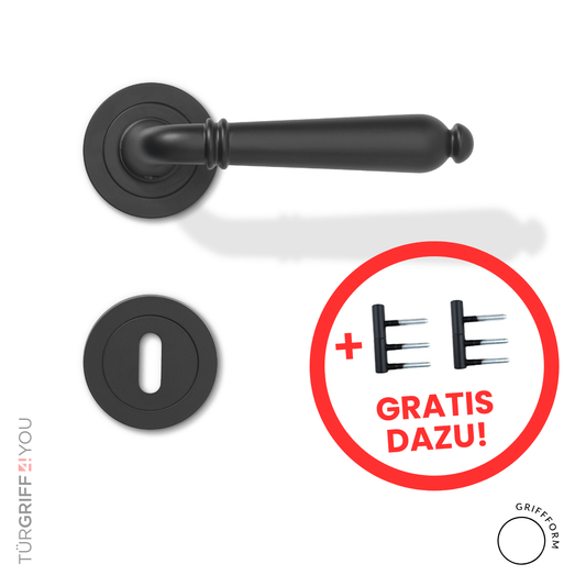 Rosettengarnitur Conturo inkl. Türbänder 2 tlg. für Holzzargen schwarz