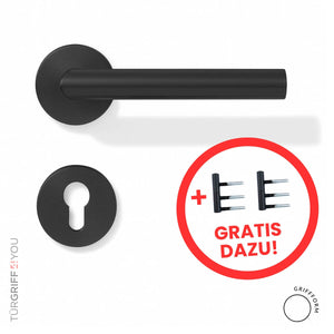 Spar-Set: Türdrücker FerLine PZ inkl. Türbänder 2tlg. für Holzzargen schwarz