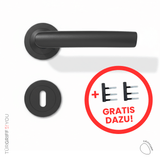 Türdrücker Pureline Black Buntbart inkl. Türbänder 2 tlg. für Holzzargen, schwarz