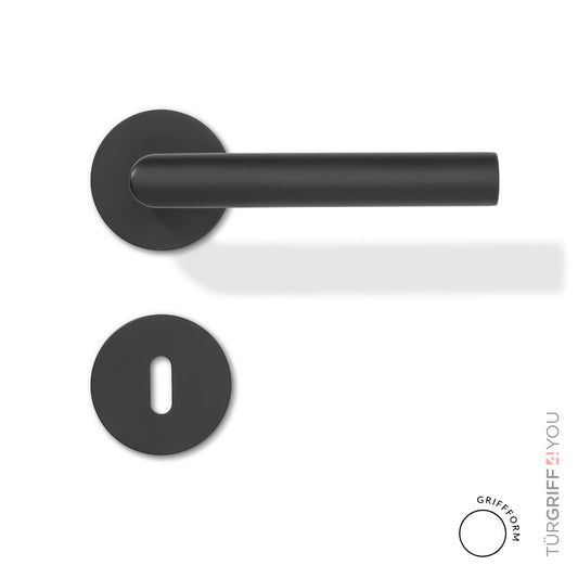 Türgriff Classico Flat Schwarz Matt mit Buntbart-Schloss (BB) für Zimmertüren