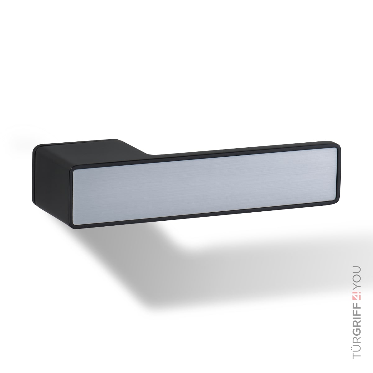 Türgriff Forma Q Schwarz Matt mit Platingrau-Inlay – Detailansicht