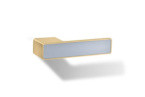 Türgriff Forma Q Gold mit Platingrau-Inlay – Seitenansicht der flächenbündigen Türgriff-Garnitur
