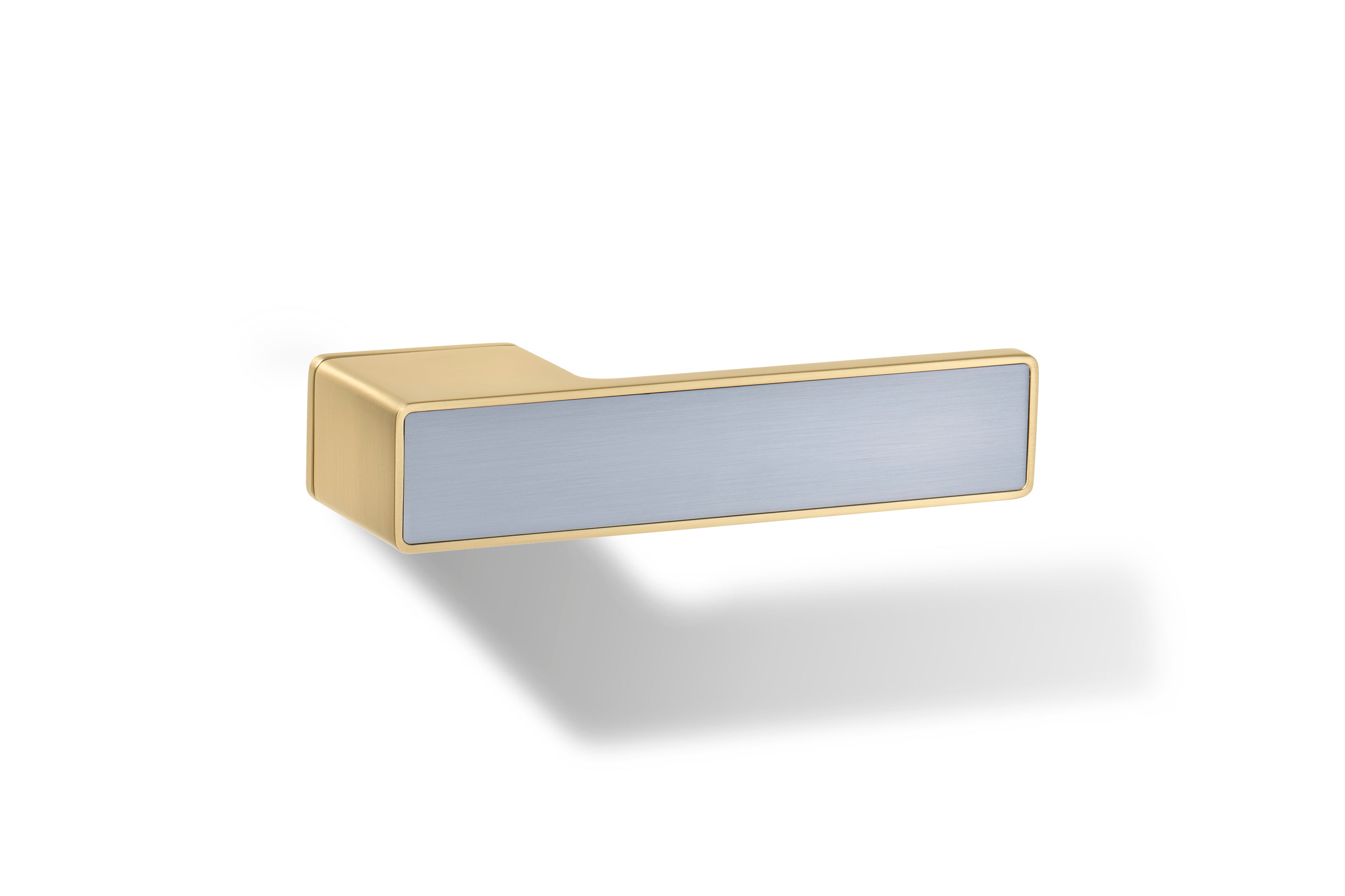 Türgriff Forma Q Gold mit Platingrau-Inlay – Seitenansicht der flächenbündigen Türgriff-Garnitur