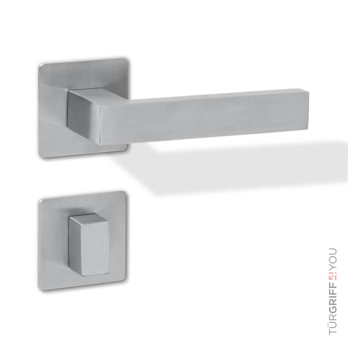 Türgriff Nero Line Edelstahl – WC-/Bad-Garnitur mit Drehriegel